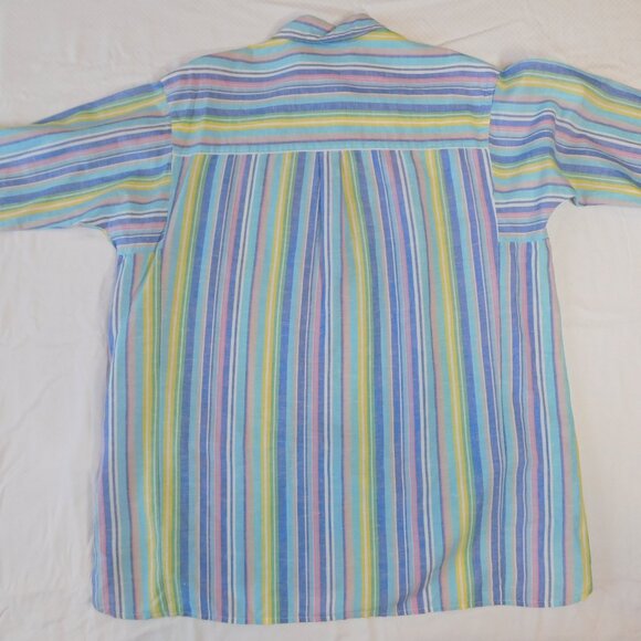 J. McLaughlin Fallon Blouse | Blue/Pink Multi Crayon | Linen & Cotton | NWT | L - Picture 6 of 11
